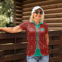 Turkmenistan Traditional Carpet Pattern Women Polo Shirt with National Flag