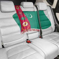 Turkmenistan Flag Back Car Seat Cover with National Emblem and Carpet Stripe Design