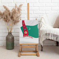 Turkmenistan Flag Canvas Wall Art with National Emblem and Carpet Stripe Design