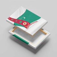 Turkmenistan Flag Canvas Wall Art with National Emblem and Carpet Stripe Design