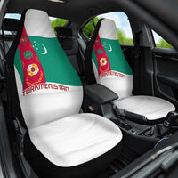 Turkmenistan Flag Car Seat Cover with National Emblem and Carpet Stripe Design