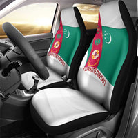 Turkmenistan Flag Car Seat Cover with National Emblem and Carpet Stripe Design