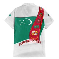Turkmenistan Flag Family Matching Mermaid Dress and Hawaiian Shirt with National Emblem and Carpet Stripe Design