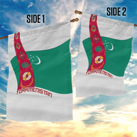 Turkmenistan Flag Garden Flag with National Emblem and Carpet Stripe Design