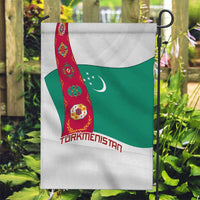 Turkmenistan Flag Garden Flag with National Emblem and Carpet Stripe Design