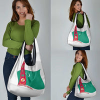 Turkmenistan Flag Grocery Bag with National Emblem and Carpet Stripe Design