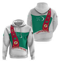 Turkmenistan Flag Hoodie with National Emblem and Carpet Stripe Design