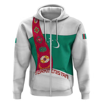 Turkmenistan Flag Hoodie with National Emblem and Carpet Stripe Design
