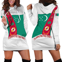 Turkmenistan Flag Hoodie Dress with National Emblem and Carpet Stripe Design