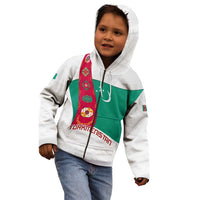 Turkmenistan Flag Kid Hoodie with National Emblem and Carpet Stripe Design