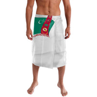 Turkmenistan Flag Lavalava with National Emblem and Carpet Stripe Design