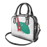 Turkmenistan Flag Shoulder Handbag with National Emblem and Carpet Stripe Design