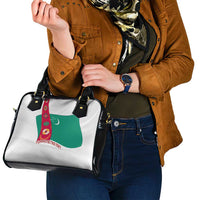 Turkmenistan Flag Shoulder Handbag with National Emblem and Carpet Stripe Design