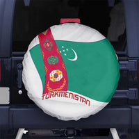 Turkmenistan Flag Spare Tire Cover with National Emblem and Carpet Stripe Design