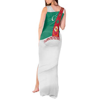 Turkmenistan Flag Tank Maxi Dress with National Emblem and Carpet Stripe Design