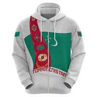 Turkmenistan Flag Zip Hoodie with National Emblem and Carpet Stripe Design