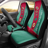 Turkmenistan National Symbols Car Seat Cover with Crescent Moon, Stars, and Traditional Carpet Pattern Design