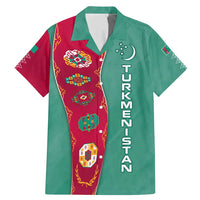 Turkmenistan National Symbols Family Matching Mermaid Dress and Hawaiian Shirt with Crescent Moon, Stars, and Traditional Carpet Pattern Design
