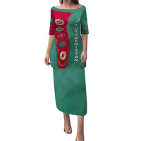 Turkmenistan National Symbols Puletasi with Crescent Moon, Stars, and Traditional Carpet Pattern Design