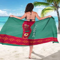 Turkmenistan National Symbols Sarong with Crescent Moon, Stars, and Traditional Carpet Pattern Design