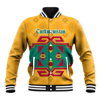 Turkmenistan Traditional Carpet Motif Baseball Jacket with Ethnic Pattern Design