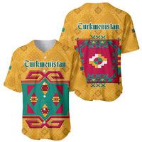 Turkmenistan Traditional Carpet Motif Baseball Jersey with Ethnic Pattern Design