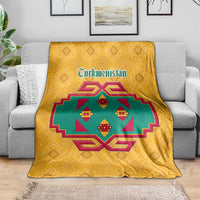Turkmenistan Traditional Carpet Motif Blanket with Ethnic Pattern Design