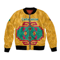 Turkmenistan Traditional Carpet Motif Bomber Jacket with Ethnic Pattern Design
