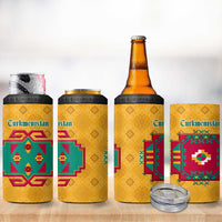 Turkmenistan Traditional Carpet Motif 4 in 1 Can Cooler Tumbler with Ethnic Pattern Design