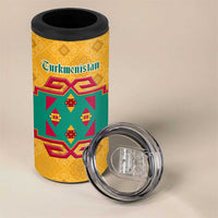 Turkmenistan Traditional Carpet Motif 4 in 1 Can Cooler Tumbler with Ethnic Pattern Design