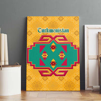 Turkmenistan Traditional Carpet Motif Canvas Wall Art with Ethnic Pattern Design