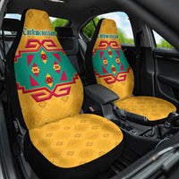 Turkmenistan Traditional Carpet Motif Car Seat Cover with Ethnic Pattern Design