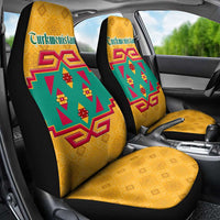 Turkmenistan Traditional Carpet Motif Car Seat Cover with Ethnic Pattern Design
