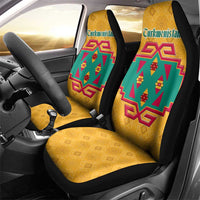 Turkmenistan Traditional Carpet Motif Car Seat Cover with Ethnic Pattern Design
