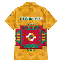 Turkmenistan Traditional Carpet Motif Family Matching Tank Maxi Dress and Hawaiian Shirt with Ethnic Pattern Design