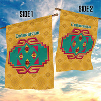 Turkmenistan Traditional Carpet Motif Garden Flag with Ethnic Pattern Design