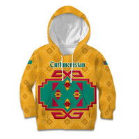 Turkmenistan Traditional Carpet Motif Kid Hoodie with Ethnic Pattern Design