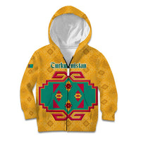 Turkmenistan Traditional Carpet Motif Kid Hoodie with Ethnic Pattern Design