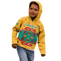 Turkmenistan Traditional Carpet Motif Kid Hoodie with Ethnic Pattern Design