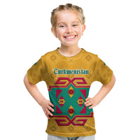 Turkmenistan Traditional Carpet Motif Kid T Shirt with Ethnic Pattern Design