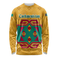 Turkmenistan Traditional Carpet Motif Long Sleeve Shirt with Ethnic Pattern Design