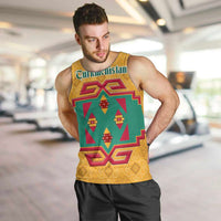 Turkmenistan Traditional Carpet Motif Men Tank Top with Ethnic Pattern Design