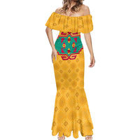 Turkmenistan Traditional Carpet Motif Mermaid Dress with Ethnic Pattern Design