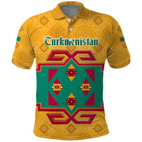 Turkmenistan Traditional Carpet Motif Polo Shirt with Ethnic Pattern Design