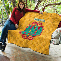 Turkmenistan Traditional Carpet Motif Quilt with Ethnic Pattern Design