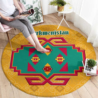 Turkmenistan Traditional Carpet Motif Round Carpet with Ethnic Pattern Design