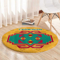Turkmenistan Traditional Carpet Motif Round Carpet with Ethnic Pattern Design