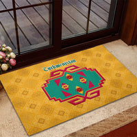 Turkmenistan Traditional Carpet Motif Rubber Doormat with Ethnic Pattern Design