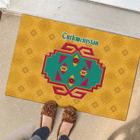 Turkmenistan Traditional Carpet Motif Rubber Doormat with Ethnic Pattern Design