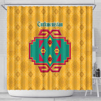 Turkmenistan Traditional Carpet Motif Shower Curtain with Ethnic Pattern Design
